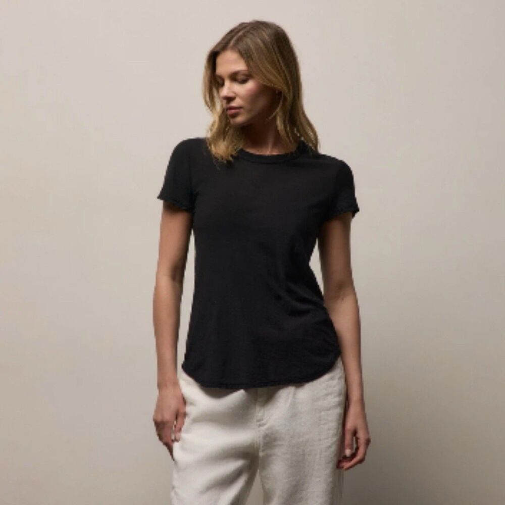 James Perse Tee Women's Size 2 / Medium Sheer Slub Crew Neck 100% Supima Cotton